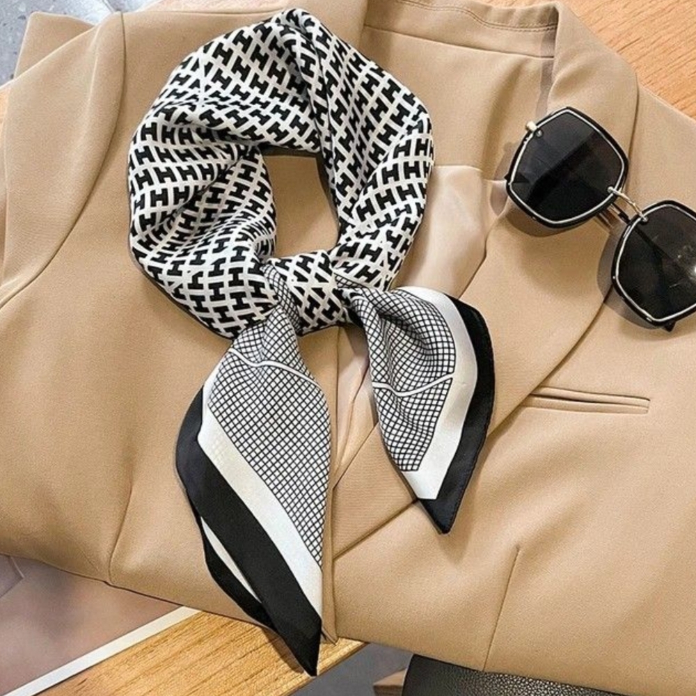 Black and White Patterned Scarf.